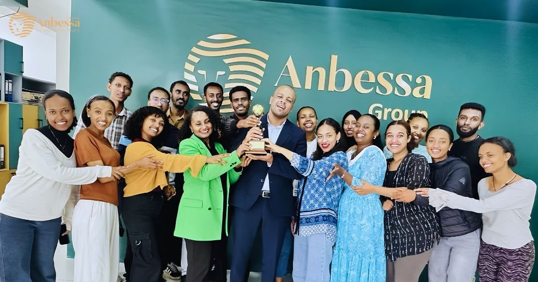 Anbessa Group team celebrating together at the head office in Addis Ababa